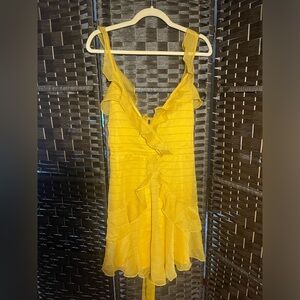 Elegant Yellow Ruffle Dress